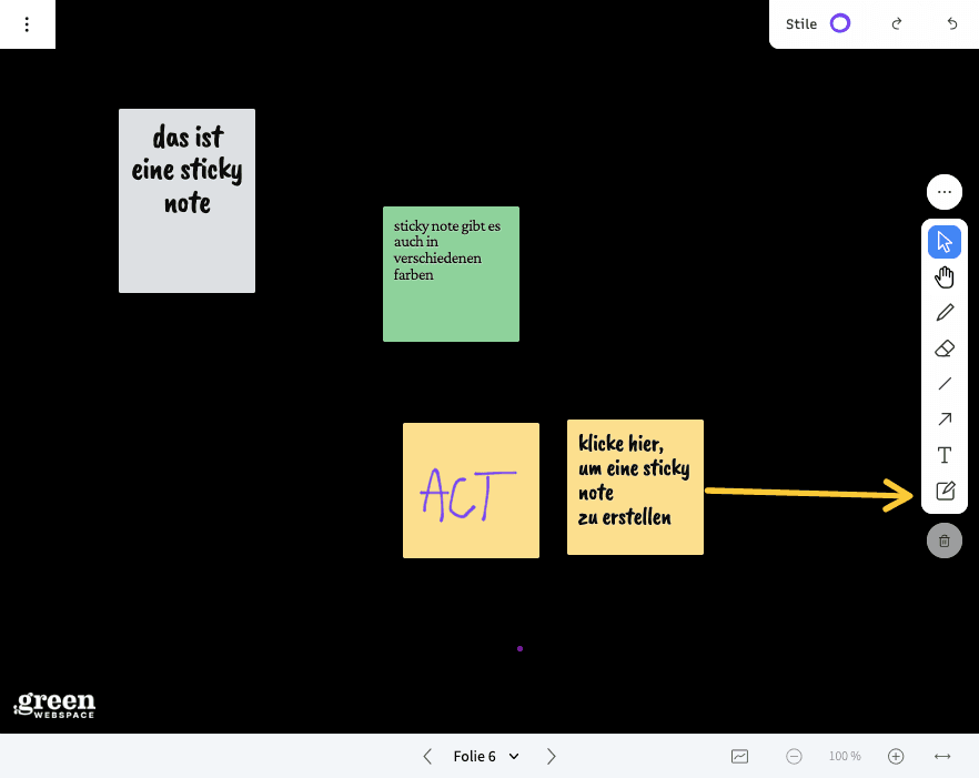 tooltipp bigbluebutton green:comm whiteboard haftnotiz stickynote erstellen